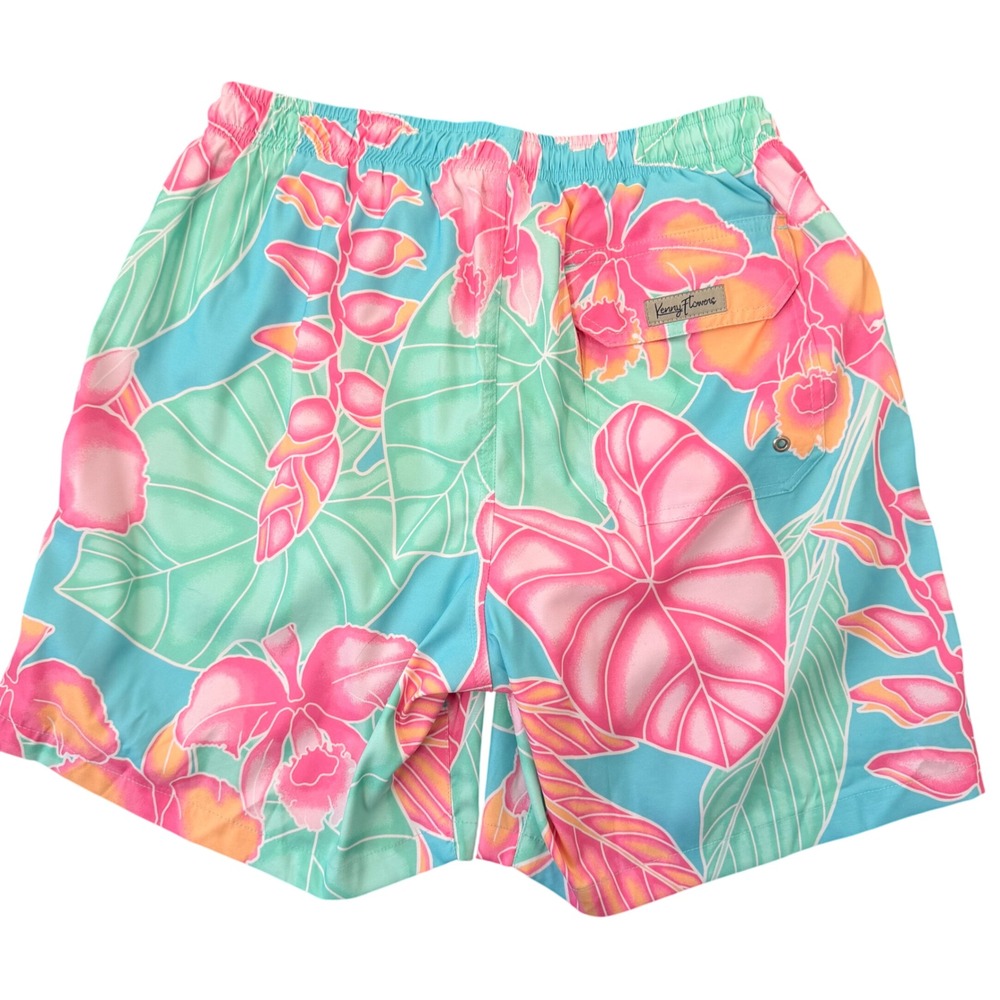Kenny Flowers Tropical Print Swim Shorts (LG) Mesh Brief Vacation Pastel Floral - Picture 8 of 8